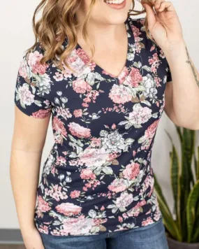 Oliva Tee Navy Floral Short Sleeve