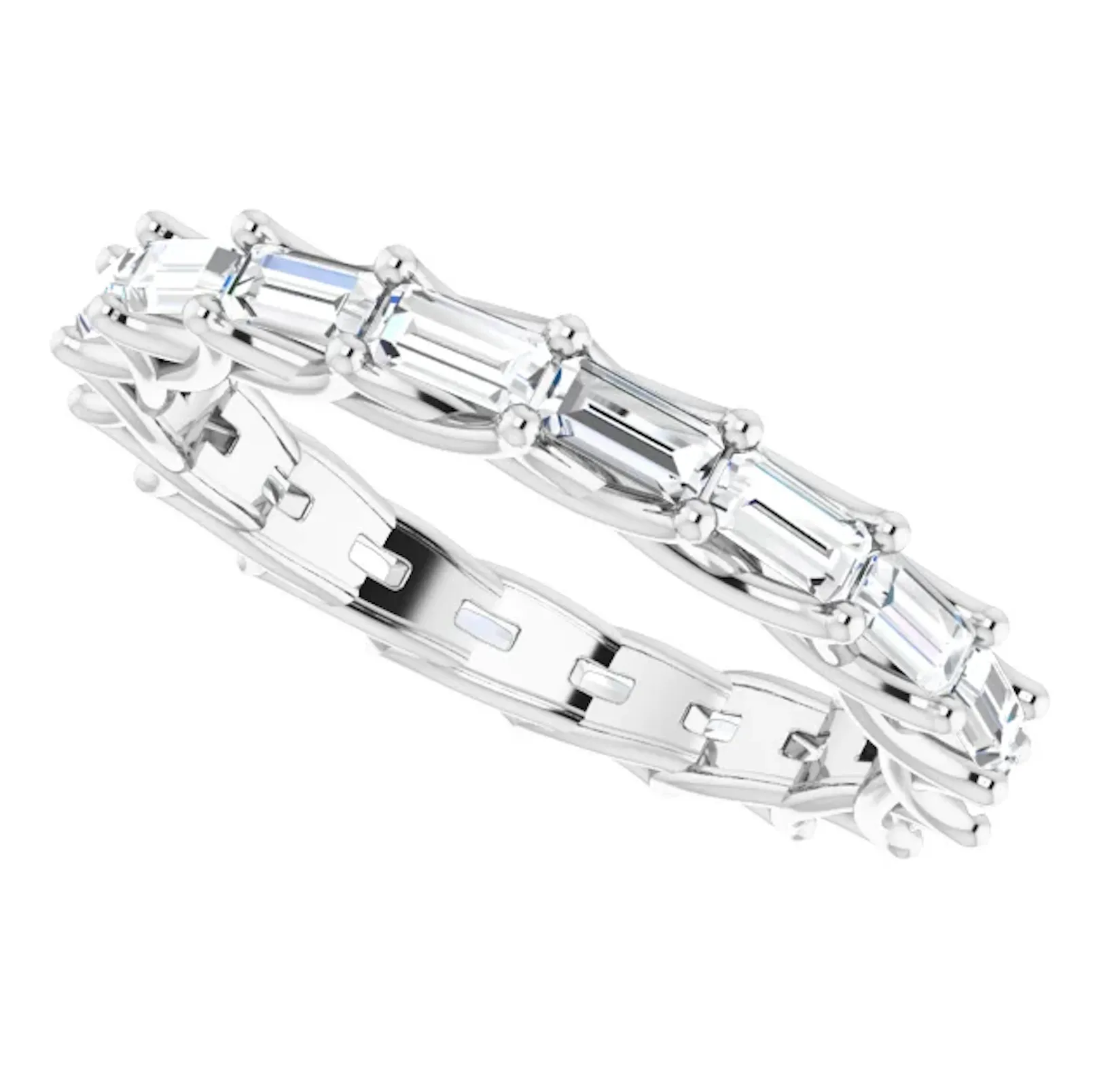 PARIS 2 Carat Baguette-Cut Diamond Eternity Ring in Platinum 15 pointer G Color VS1 Clarity Lucida Prong Band By Mike Nekta NYC