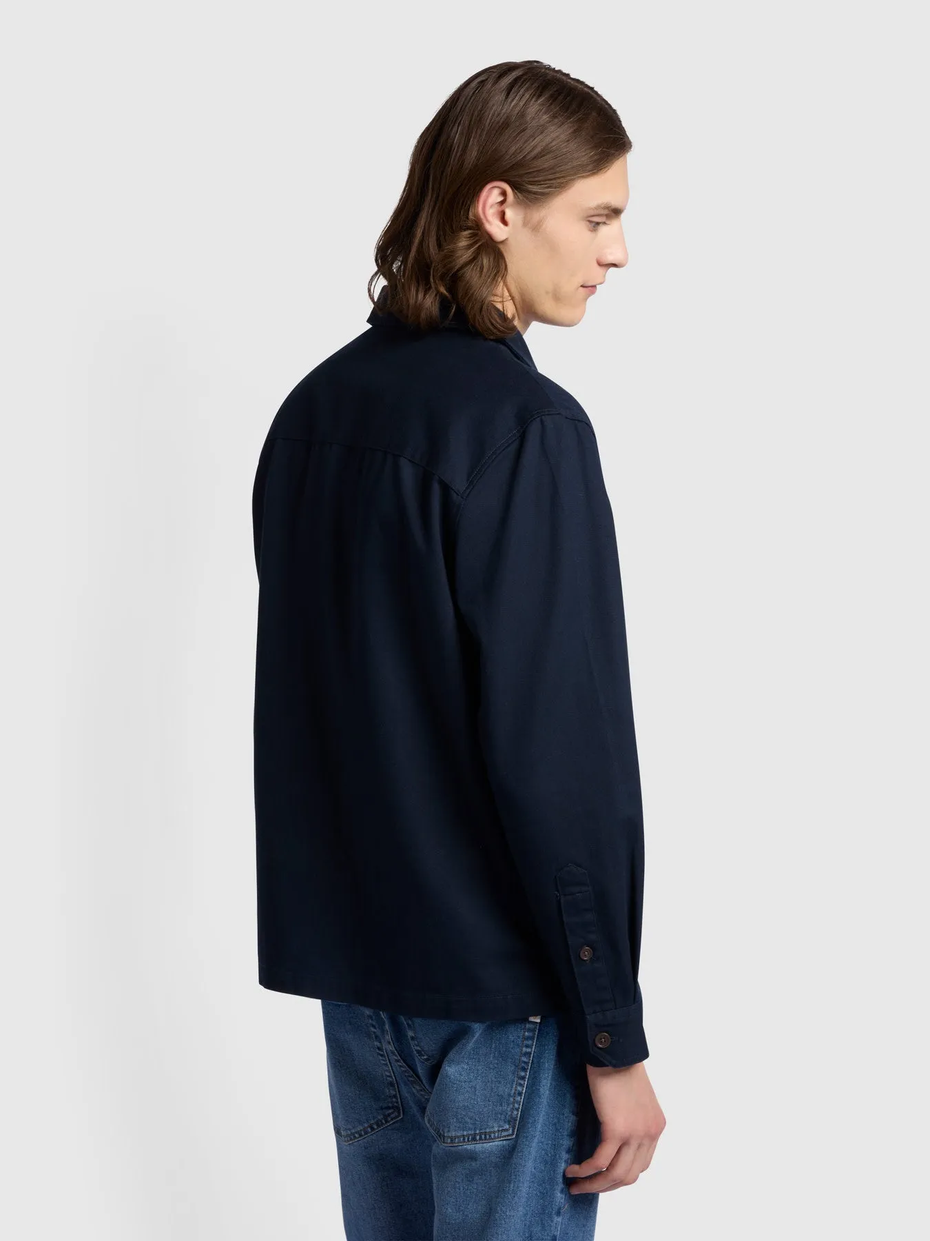 Peter Casual Fit Long Sleeve Overshirt In True Navy