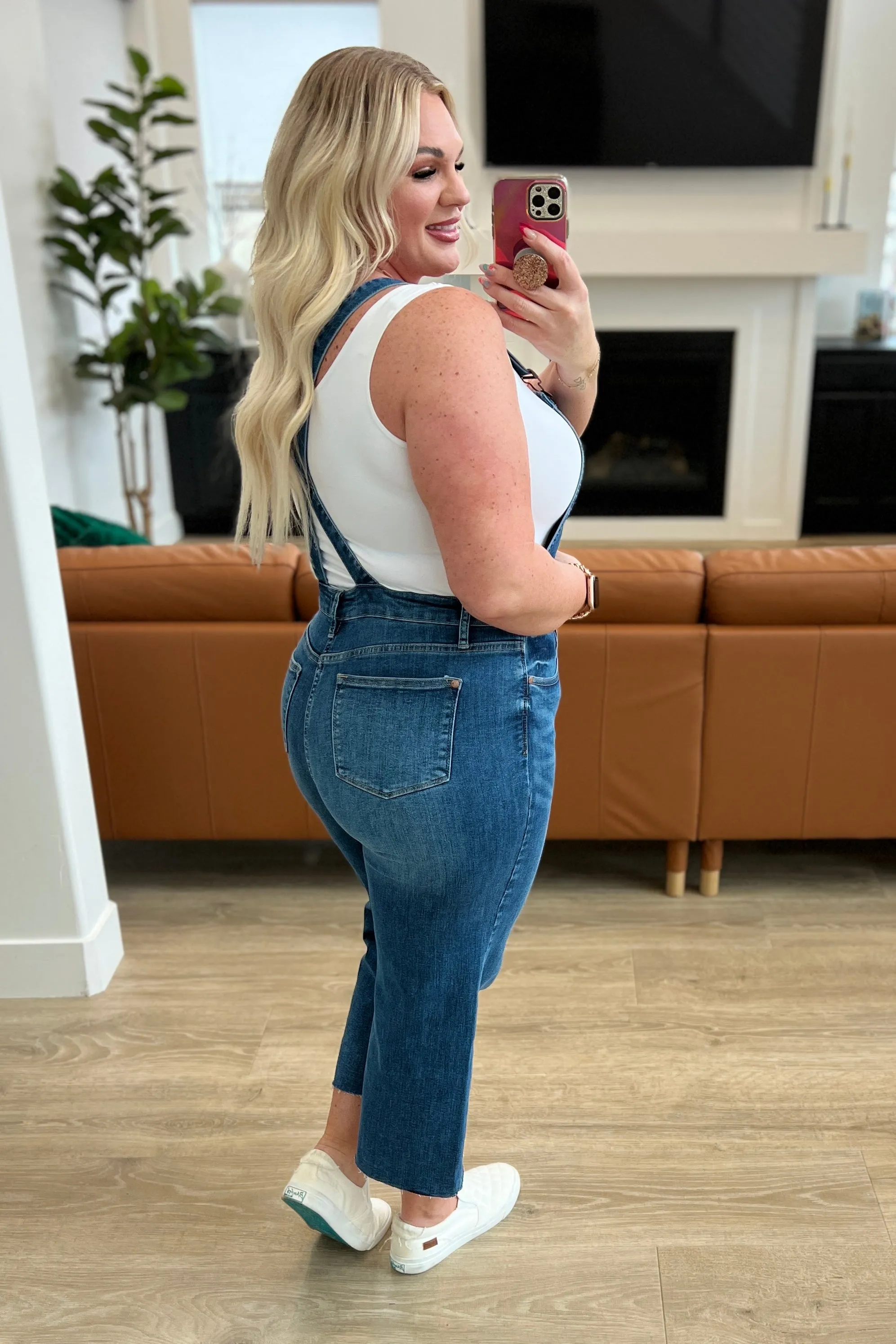 Priscilla High Rise Crop Wide Leg Denim Overalls by Judy Blue