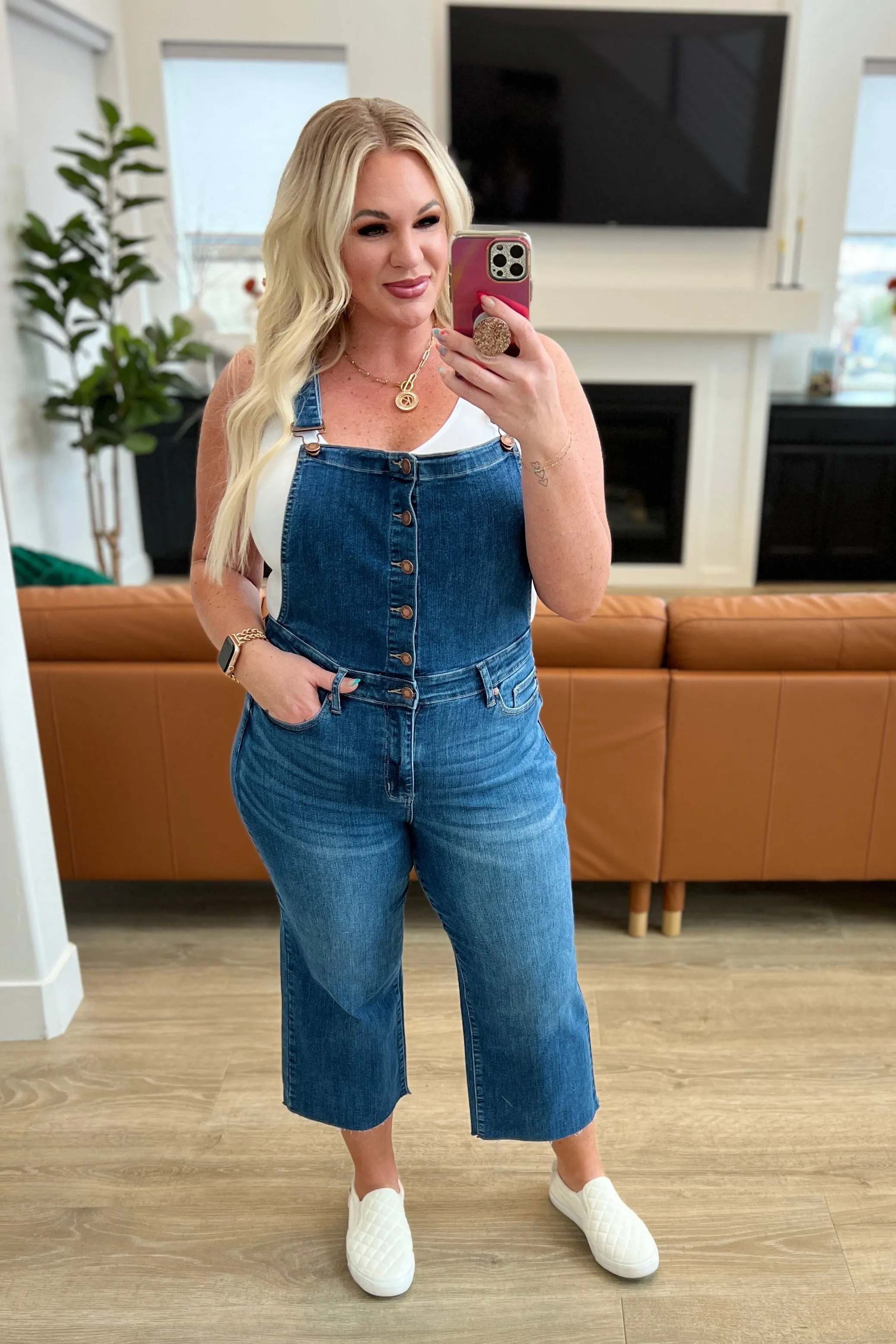 Priscilla High Rise Crop Wide Leg Denim Overalls by Judy Blue