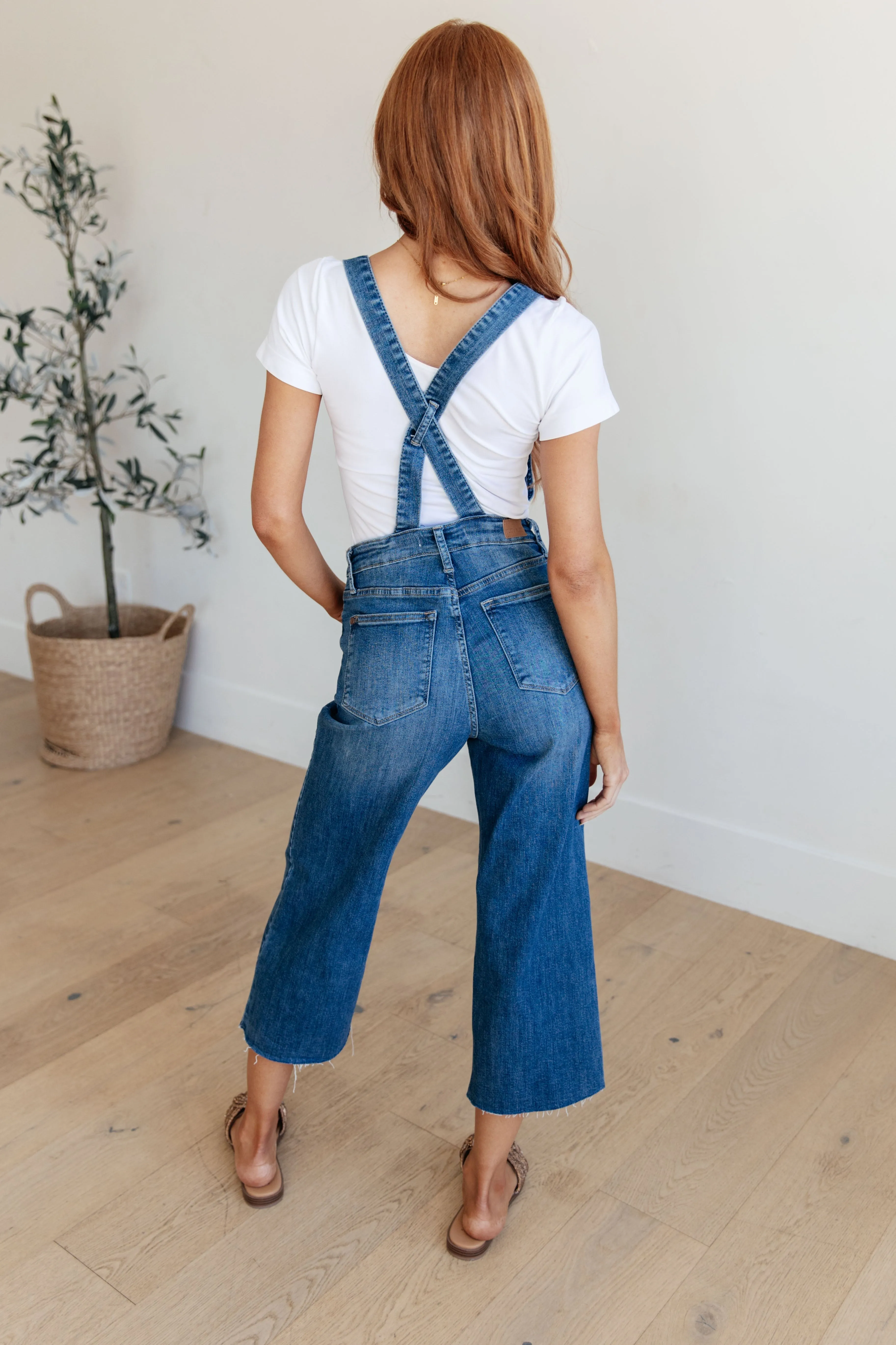 Priscilla High Rise Crop Wide Leg Denim Overalls by Judy Blue