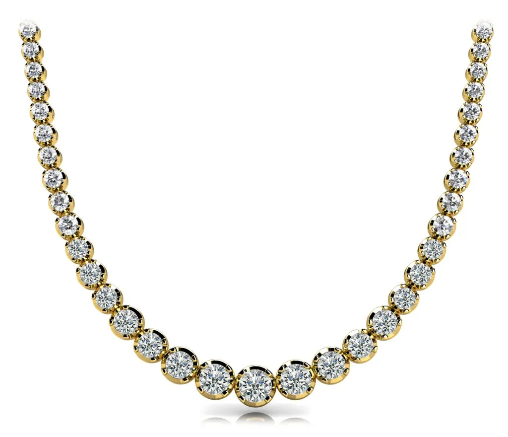 RAIN 10 Carat Diamond Rivera Graduated Necklace in 14K Yellow Gold 4 Prong Low Base Basket  G Color SI1 Clarity BY MIKE NEKTA