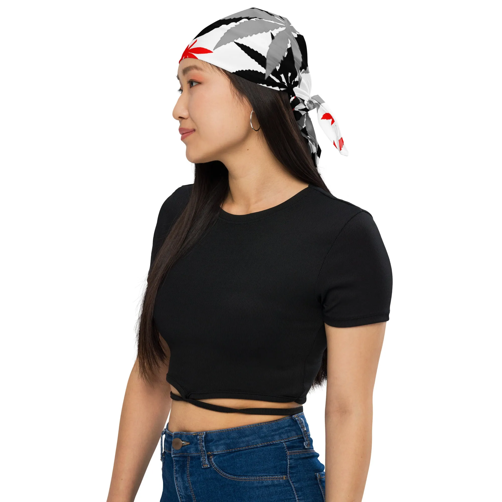 Red and Black leaf All-over print bandana