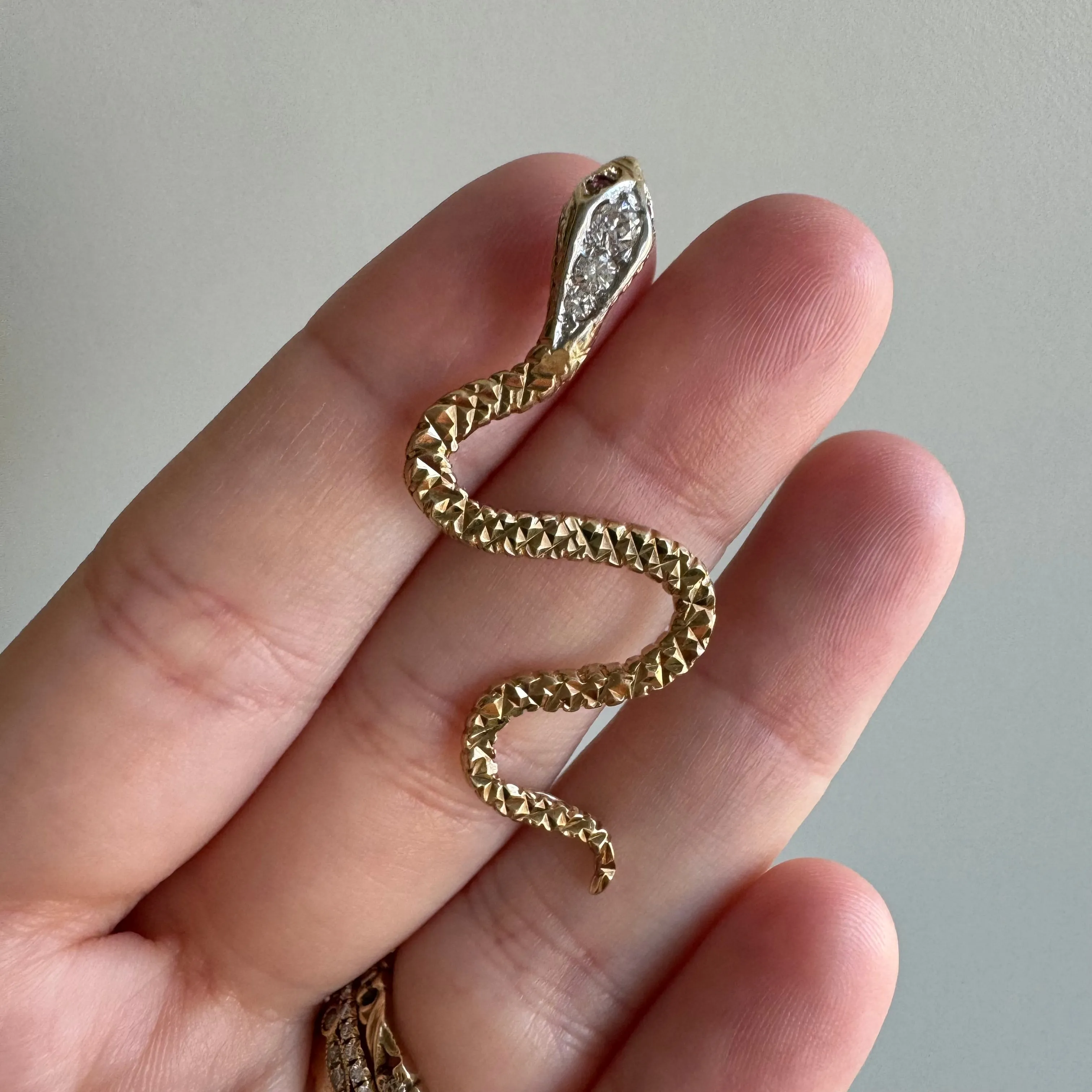 reimagined V I N T A G E // dynamic snake / 9k yellow gold and CZ / a conversion pendant