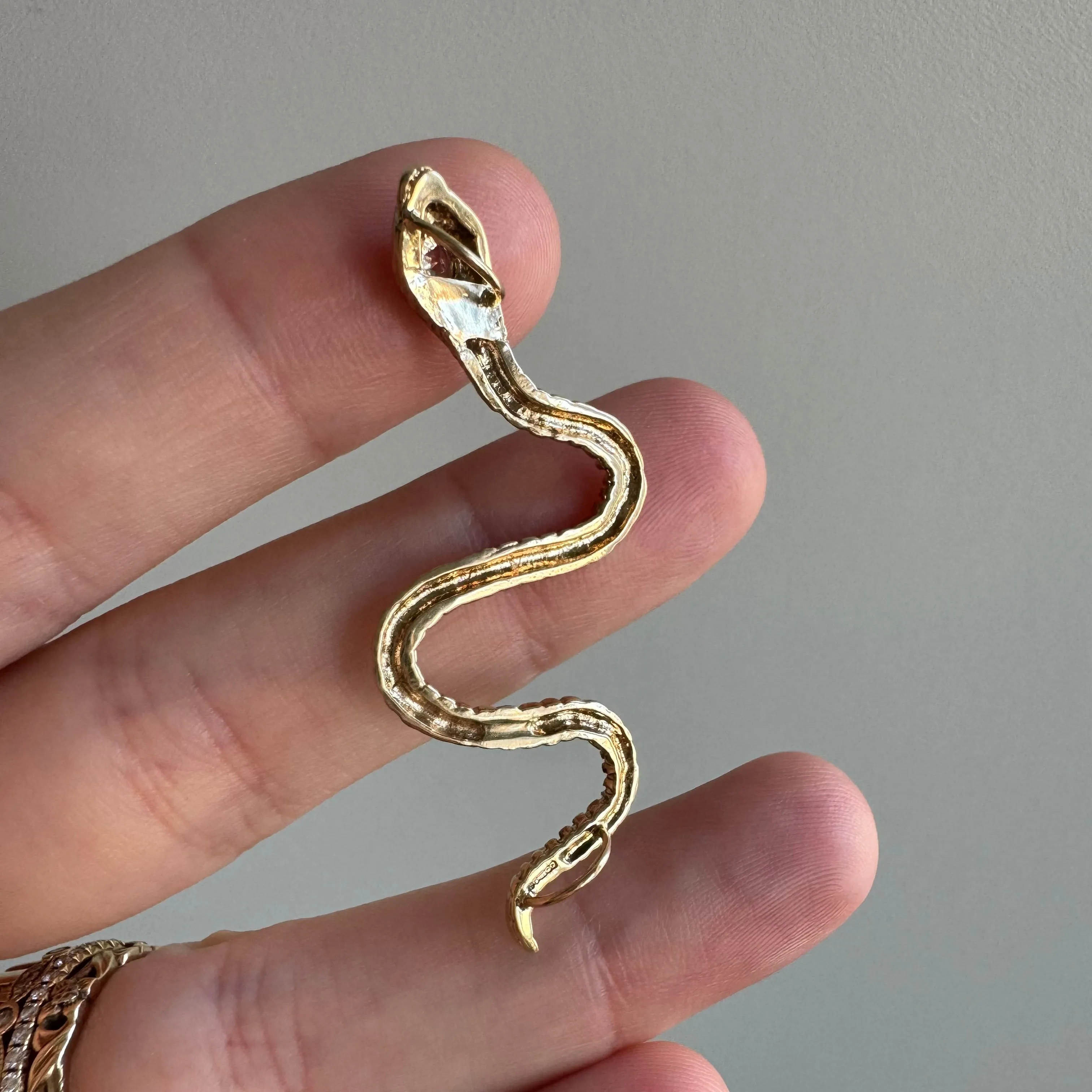 reimagined V I N T A G E // dynamic snake / 9k yellow gold and CZ / a conversion pendant