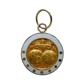 Vintage-Inspired 10K Gold and Enamel Figural Service Pin Converted into a Pendant