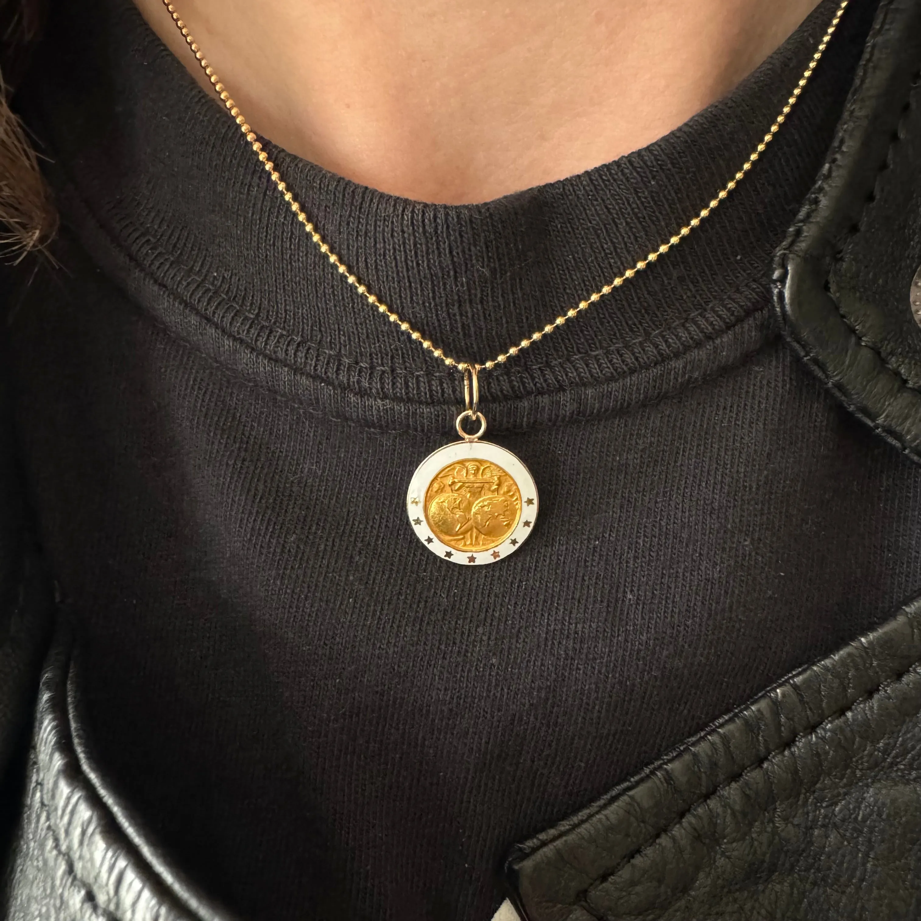 Vintage-Inspired 10K Gold and Enamel Figural Service Pin Converted into a Pendant