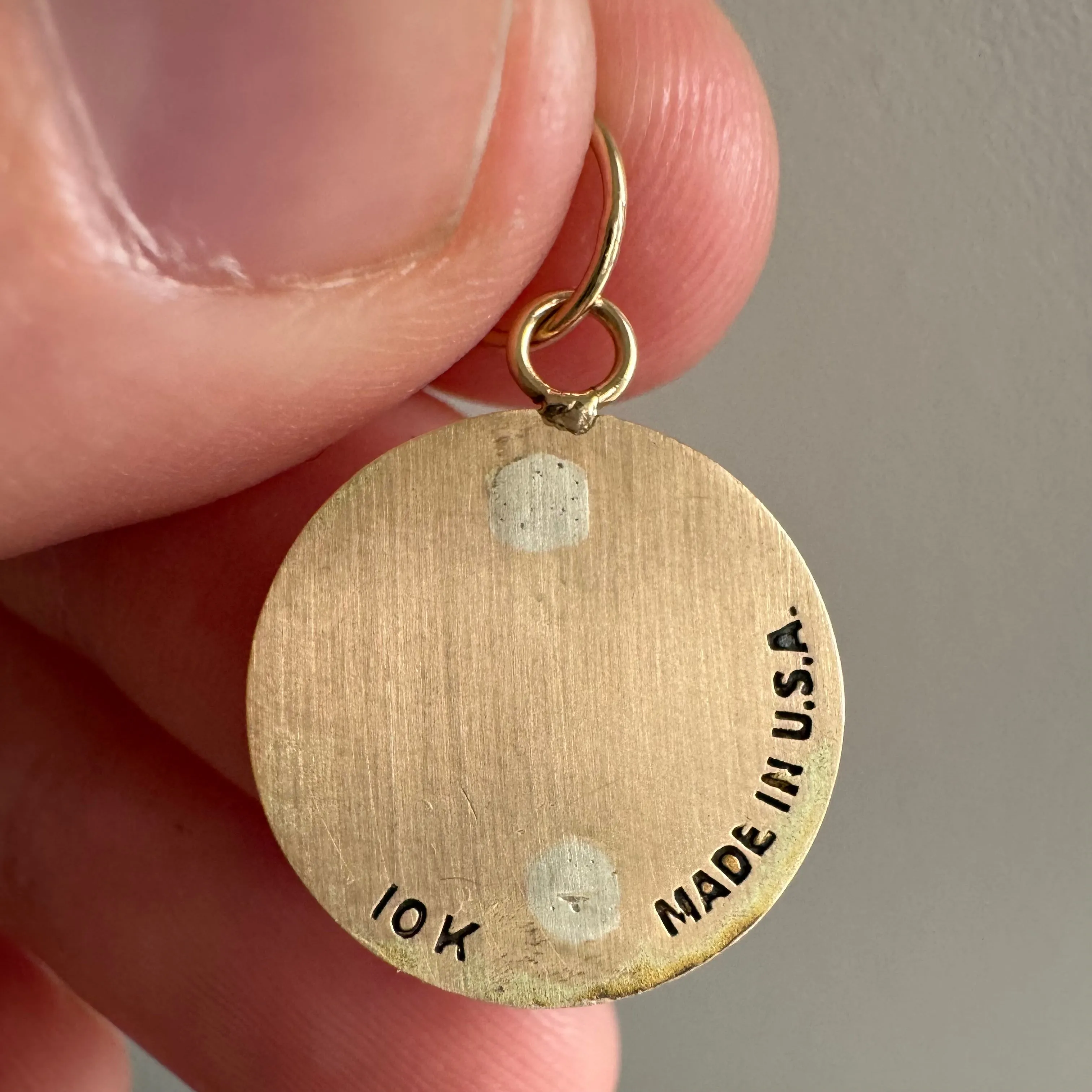 Vintage-Inspired 10K Gold and Enamel Figural Service Pin Converted into a Pendant