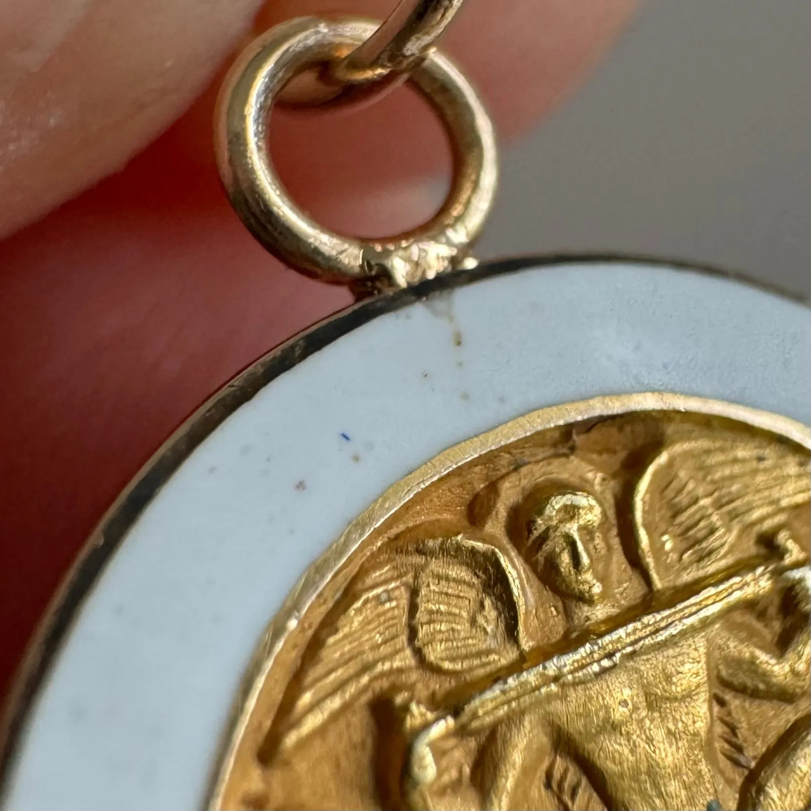 Vintage-Inspired 10K Gold and Enamel Figural Service Pin Converted into a Pendant