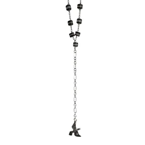 reimagined V I N T A G E // peace prayers / sterling silver and glass rosary style long chain / a necklace