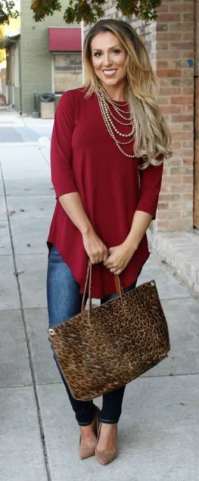 S-M-L : Maroon Scoop Tunic