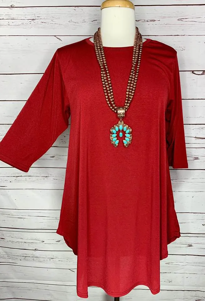 S-M-L : Maroon Scoop Tunic