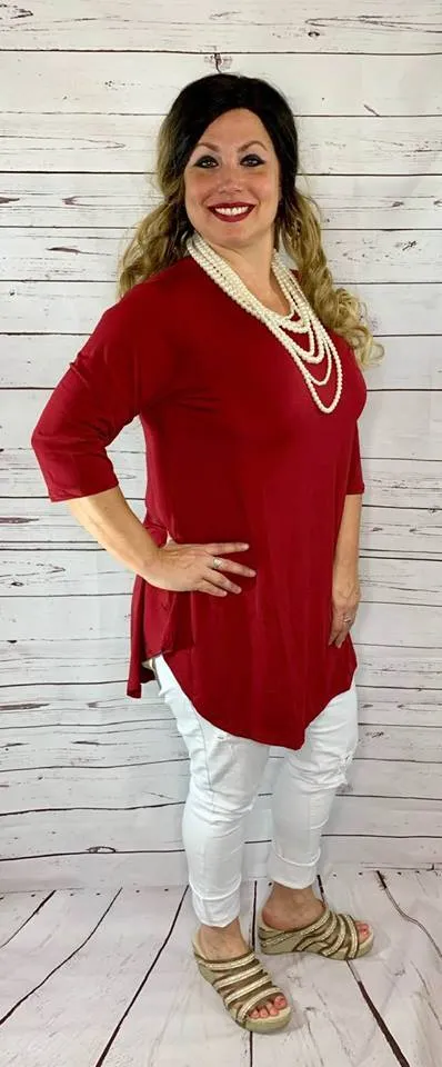 S-M-L : Maroon Scoop Tunic