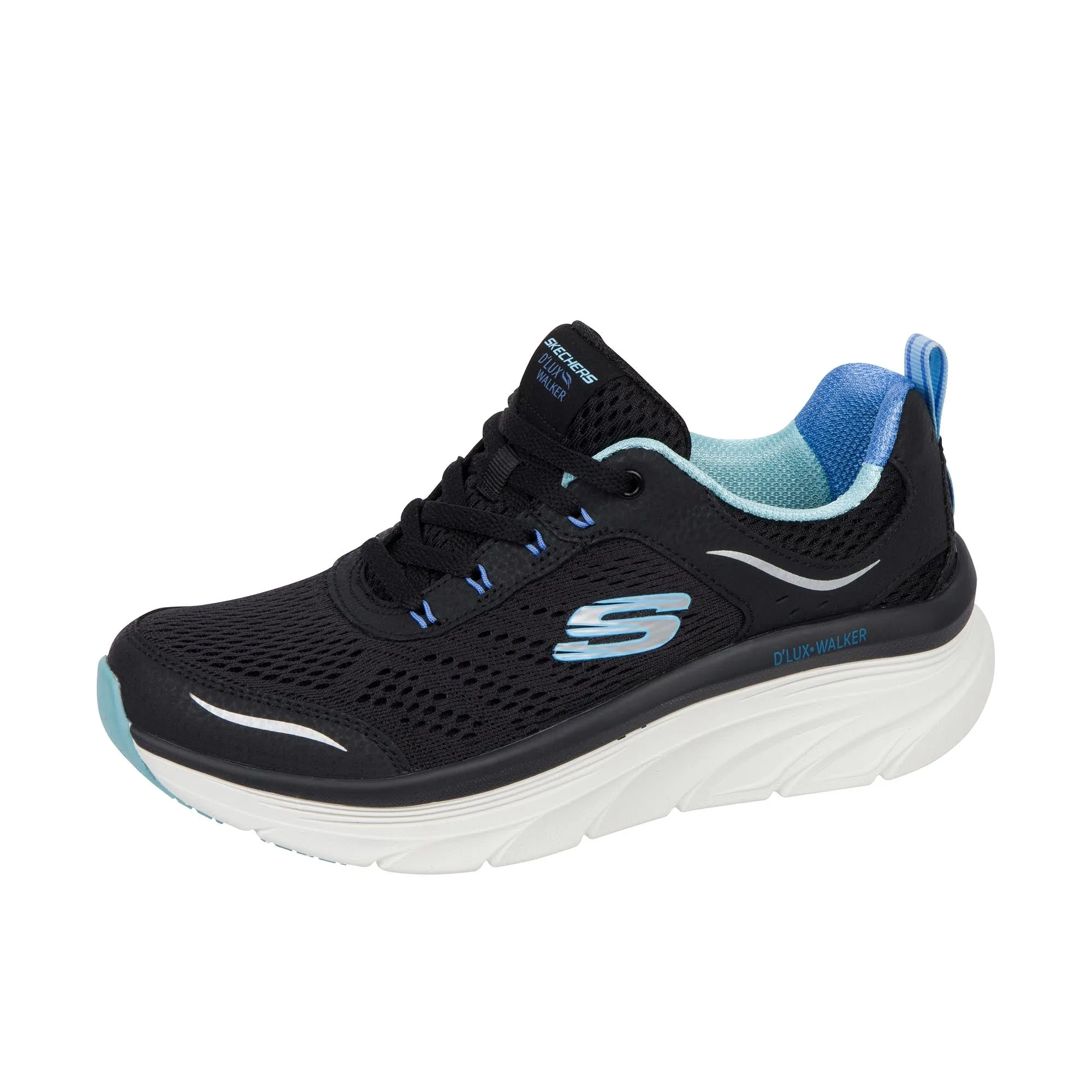 Skechers Womens D Lux Walker Infinite Motion Black Light Blue