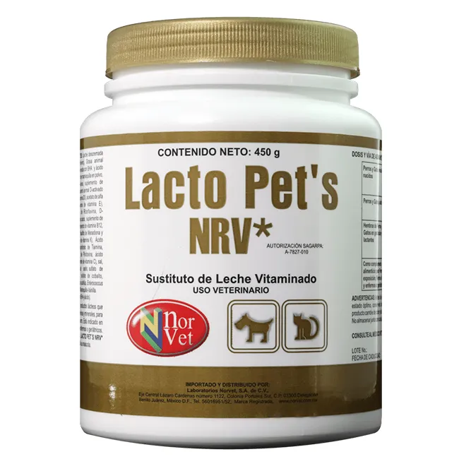 Sustituto de Leche Lacto Pets Nrv 450 gr Para Perro y Gato. - Norvet