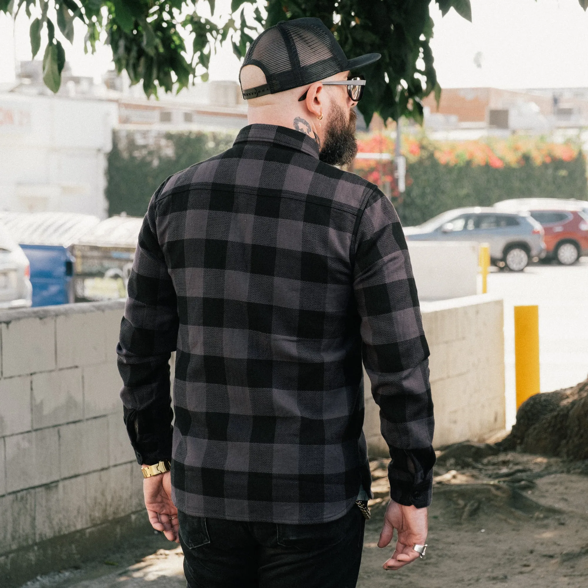 The Flat Head Block Check Flannel Work Shirt Gray/ Black