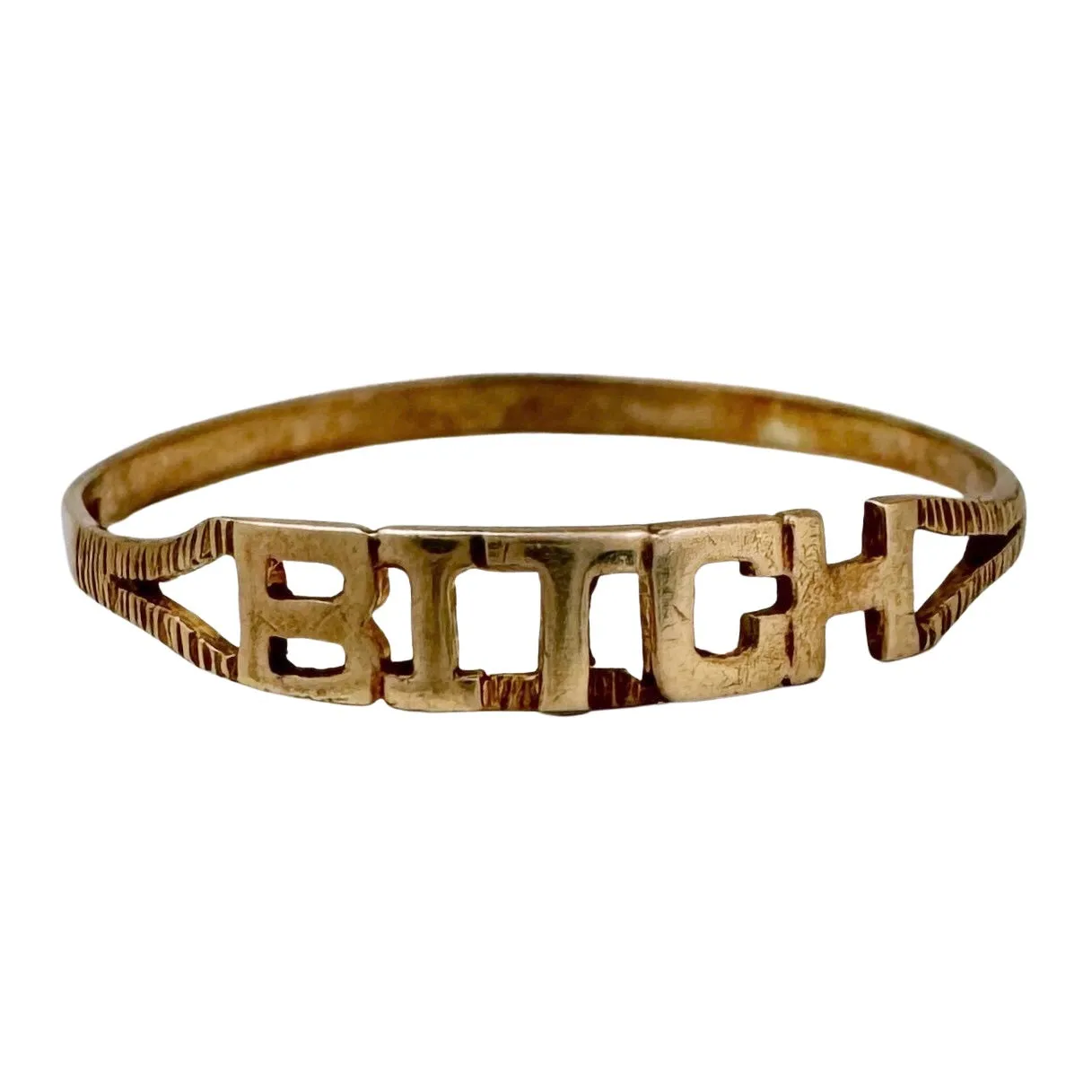 V I N T A G E // bitch, please / 9k yellow gold BITCH stacking ring / size 11