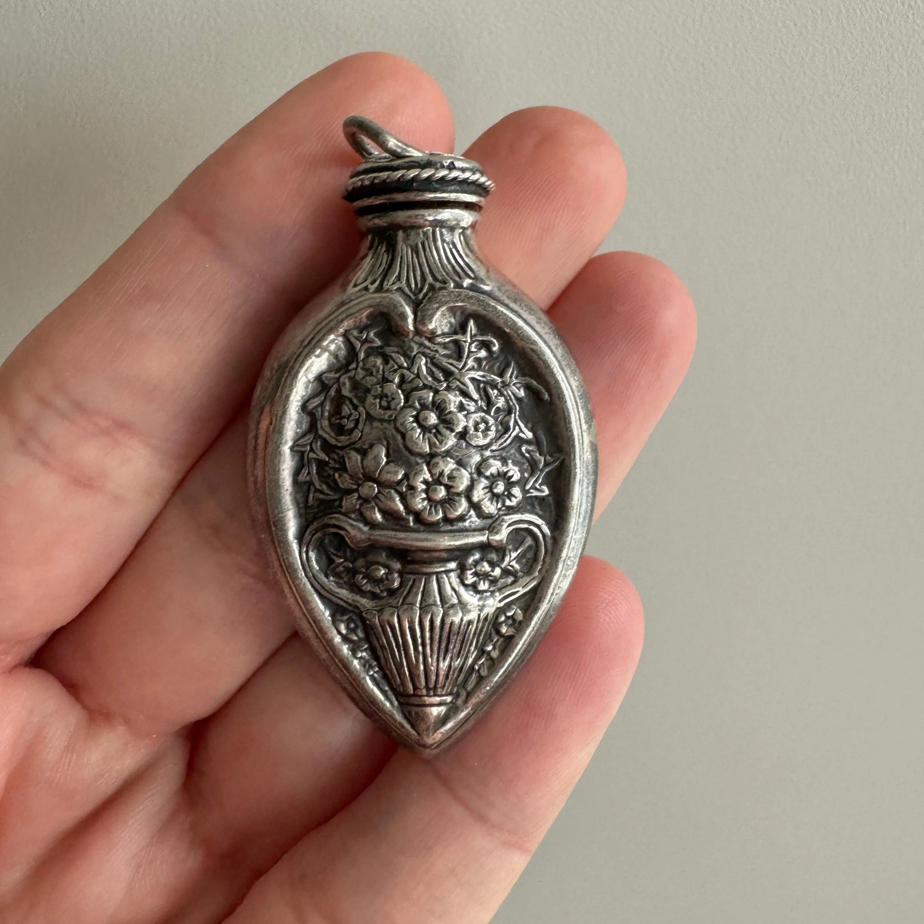 Vintage Sterling Silver Chatelaine Vinaigrette Pendant for Spells and Potions