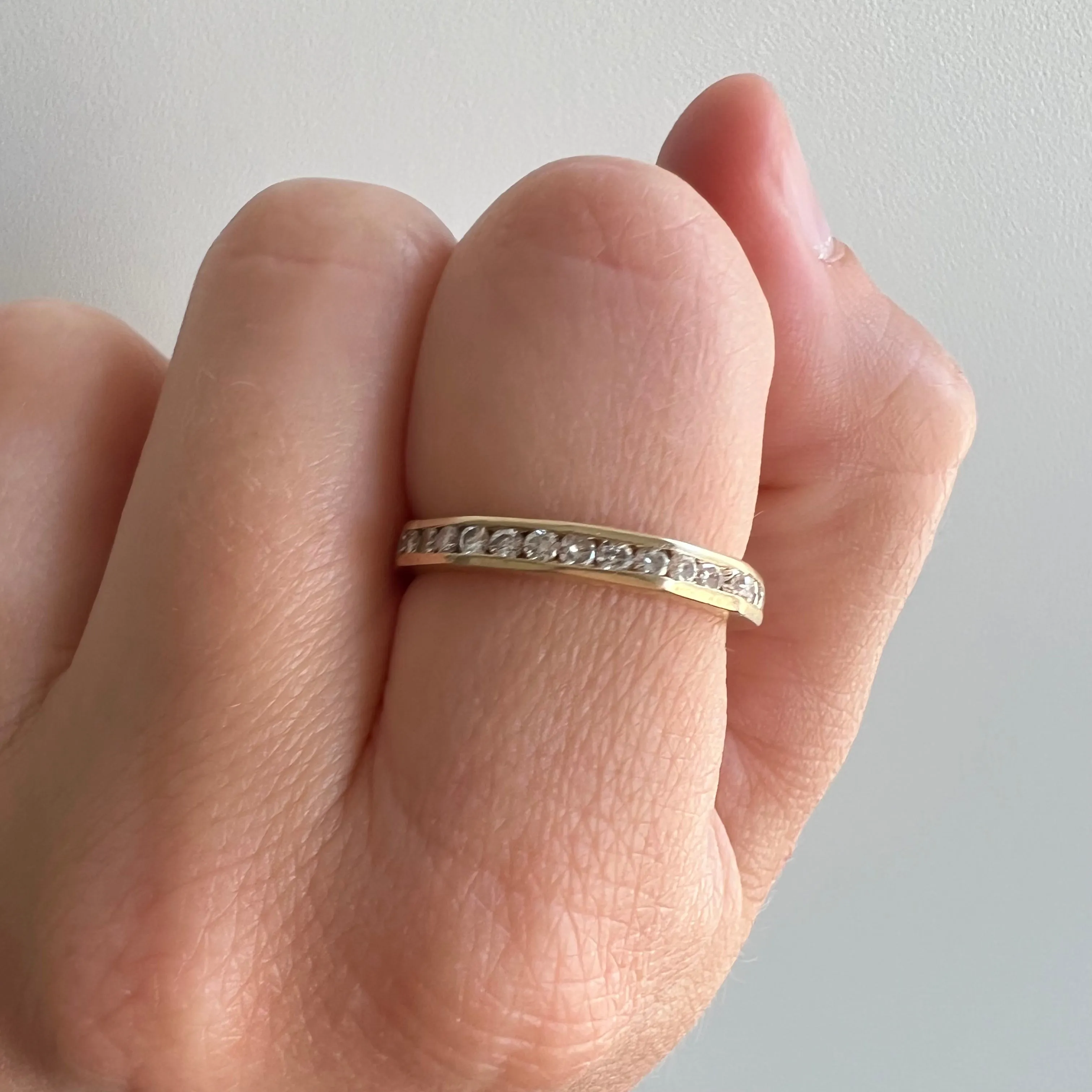 V I N T A G E // playful boundaries / 14k gold and diamond geometric ring / fits like a size 6