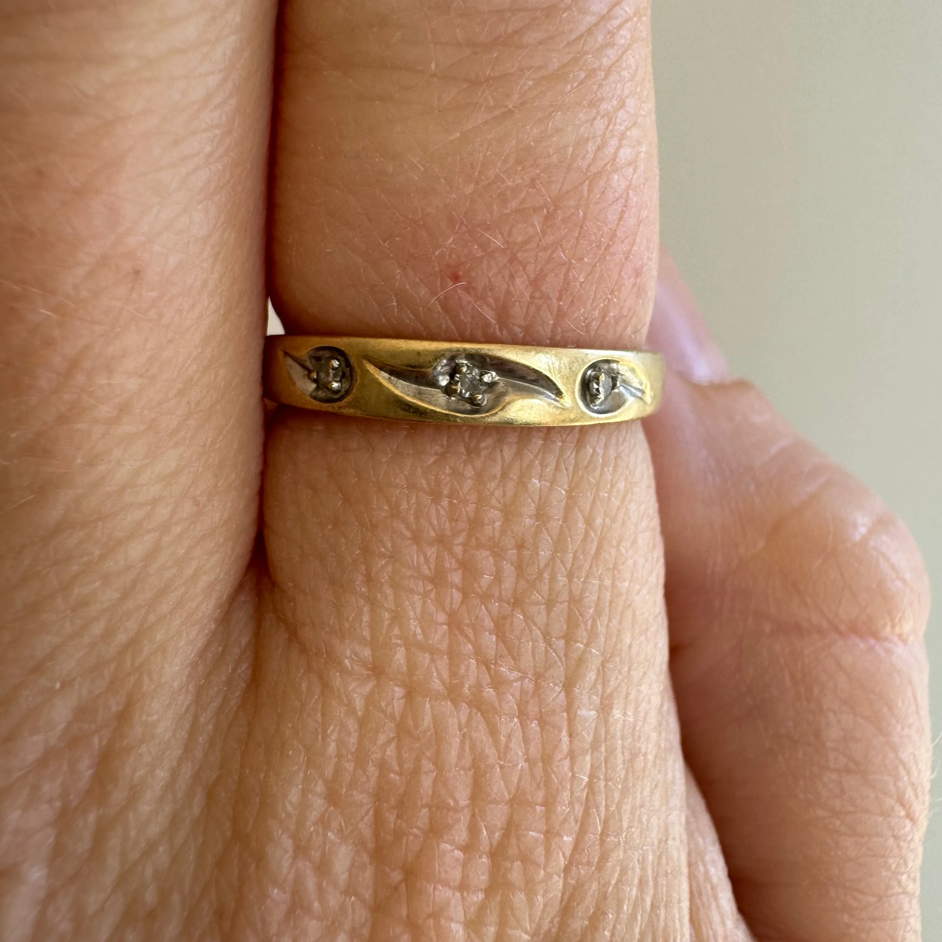 V I N T A G E // wearable wind / 14k and diamond trilogy band / size 5.5