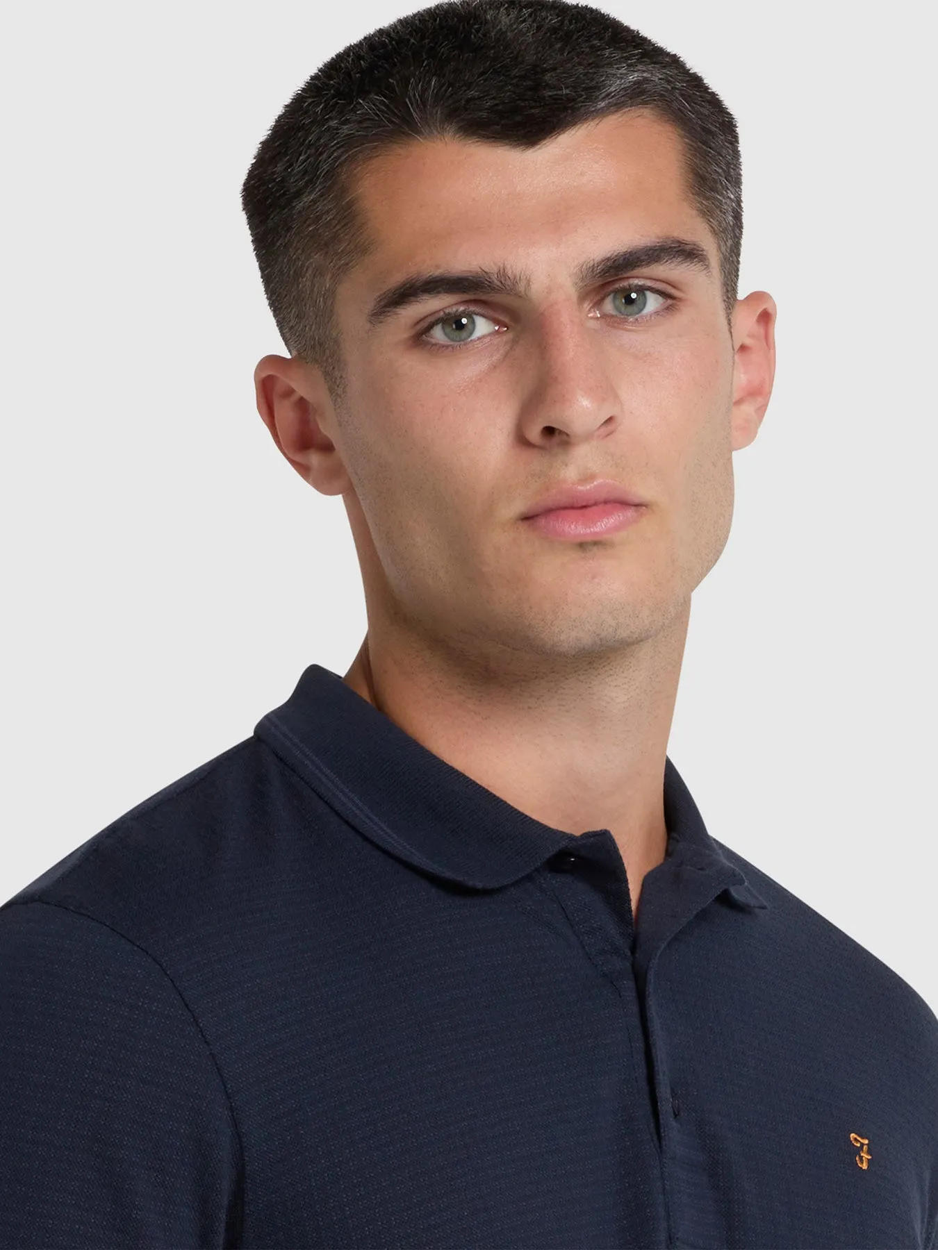 Volo Organic Cotton Textured Polo Shirt In True Navy